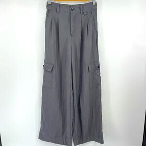 NWT Madewell Harlow hi rise pleated silky wide leg cargo pants sz 0